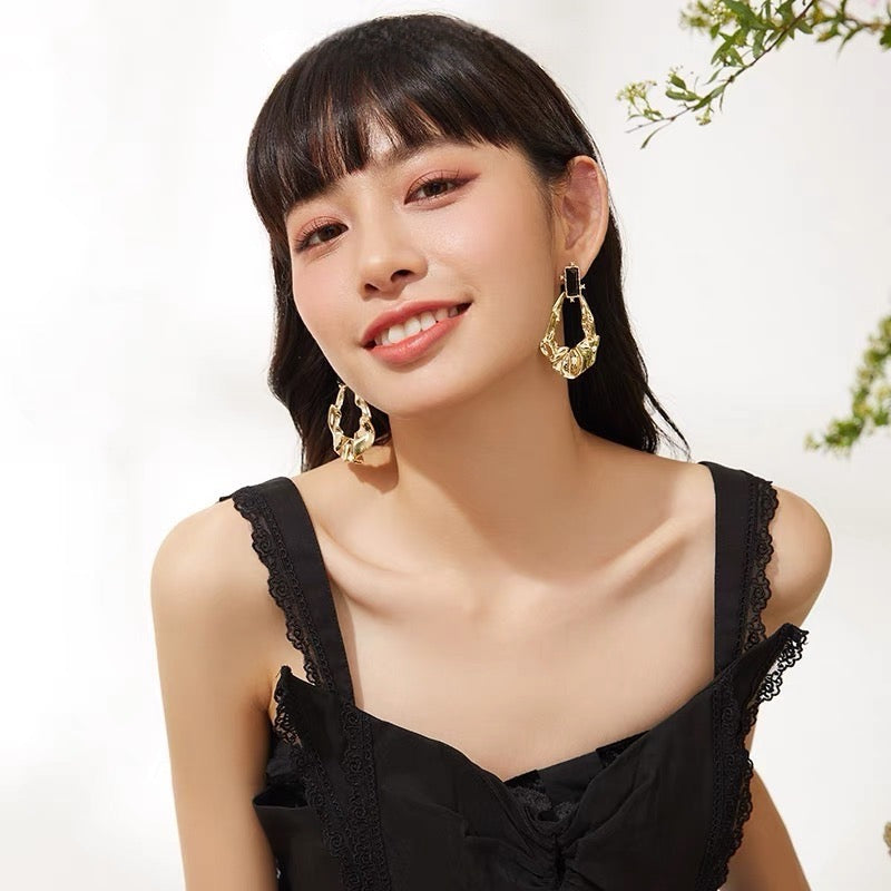 Radiant Orbit Gold Hoop Dangle Earrings