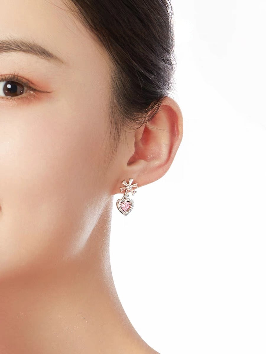 Crystal Heart Shape Jewelry Set in Pink