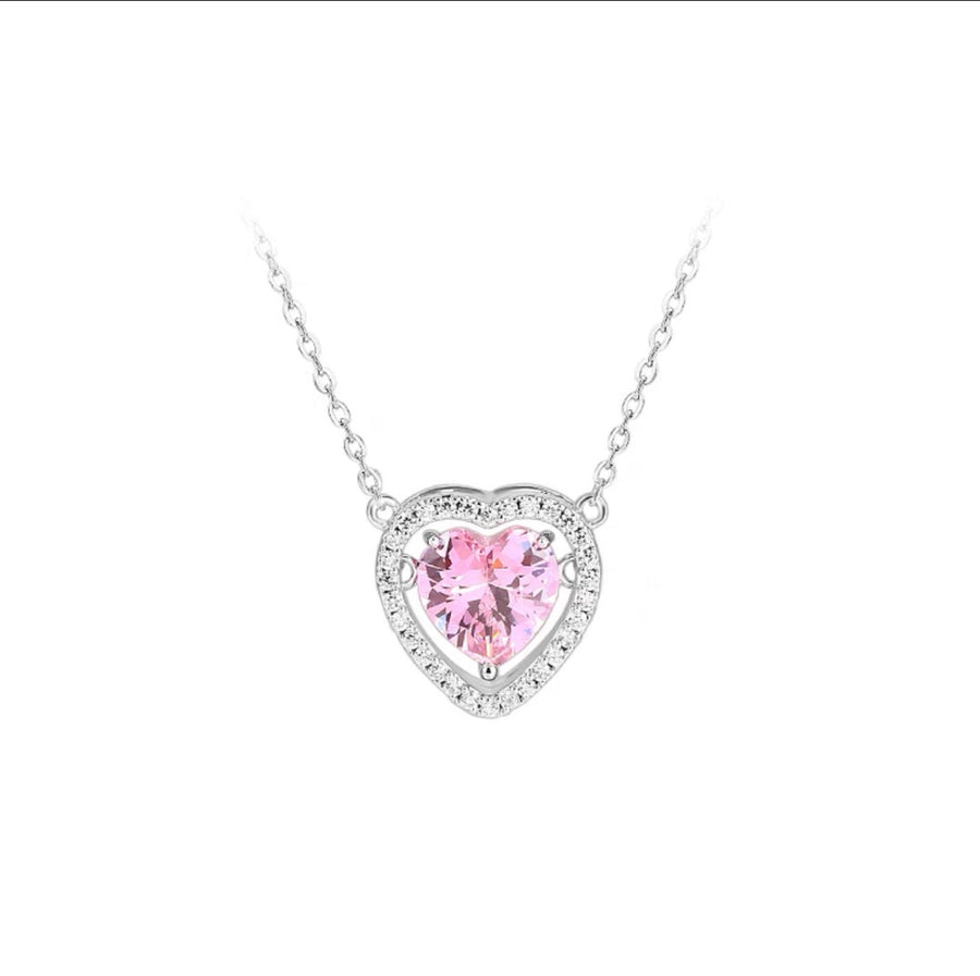 Crystal Heart Shape Jewelry Set in Pink
