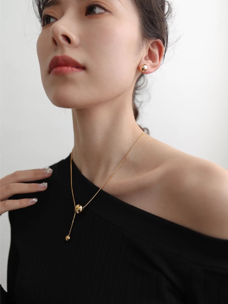 Gilded Elegance Adjustable Bean Necklace