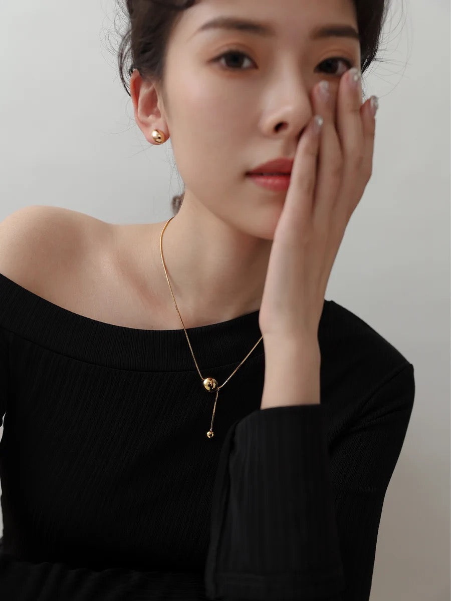Gilded Elegance Adjustable Bean Necklace