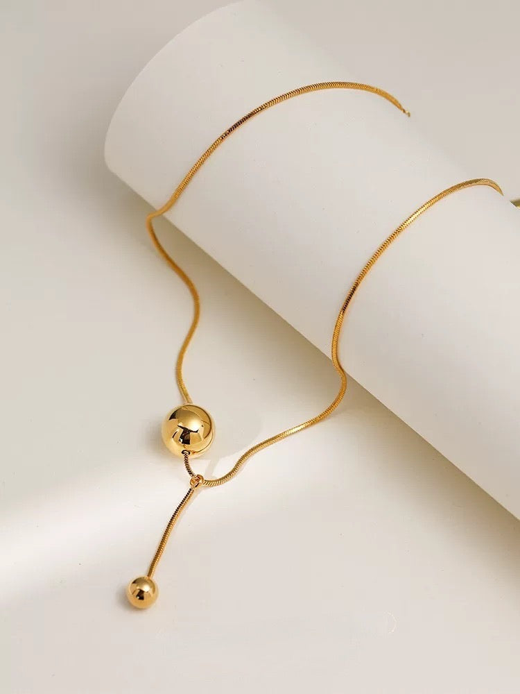 Gilded Elegance Adjustable Bean Necklace