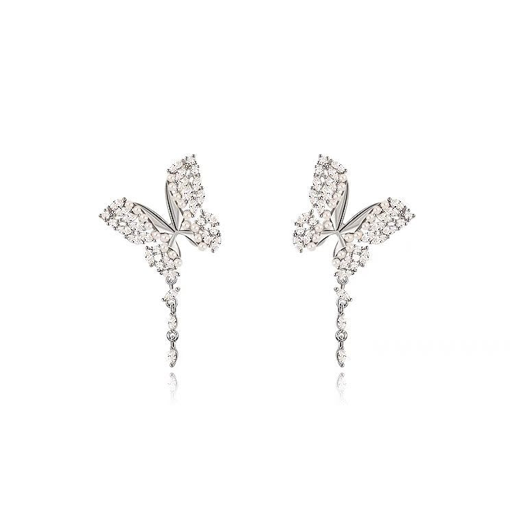 Crystal Flutter Charm Butterfly Earrings
