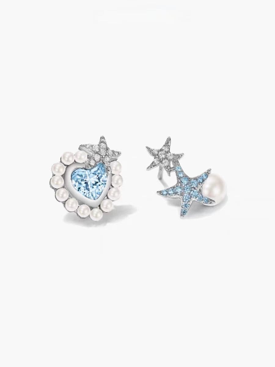 Asymmetrical Ocean Love Stud Earrings.