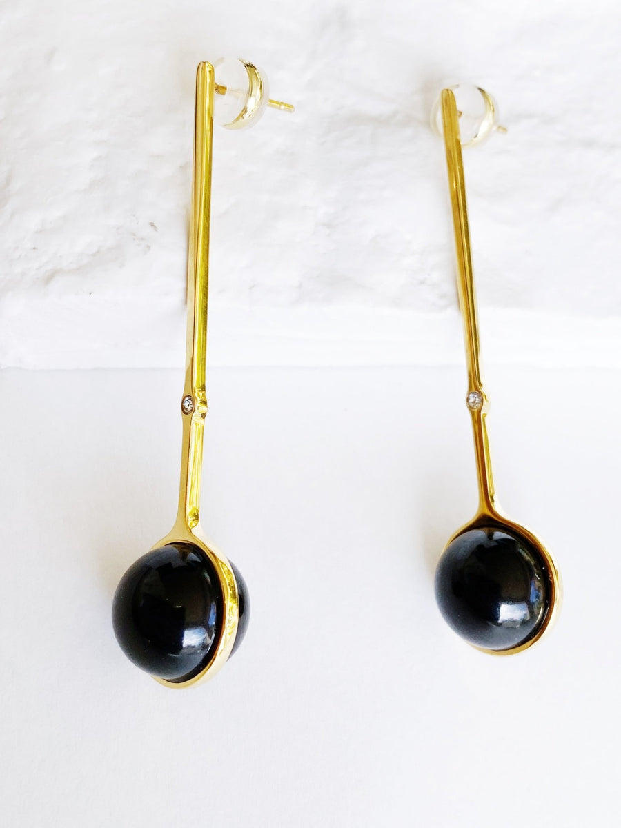 Black Agate Teardrop Earring