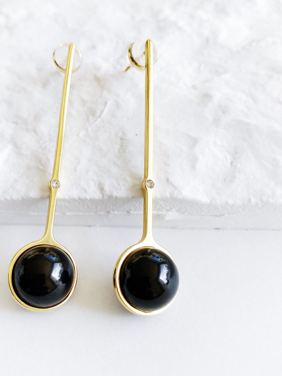 Black Agate Teardrop Earring