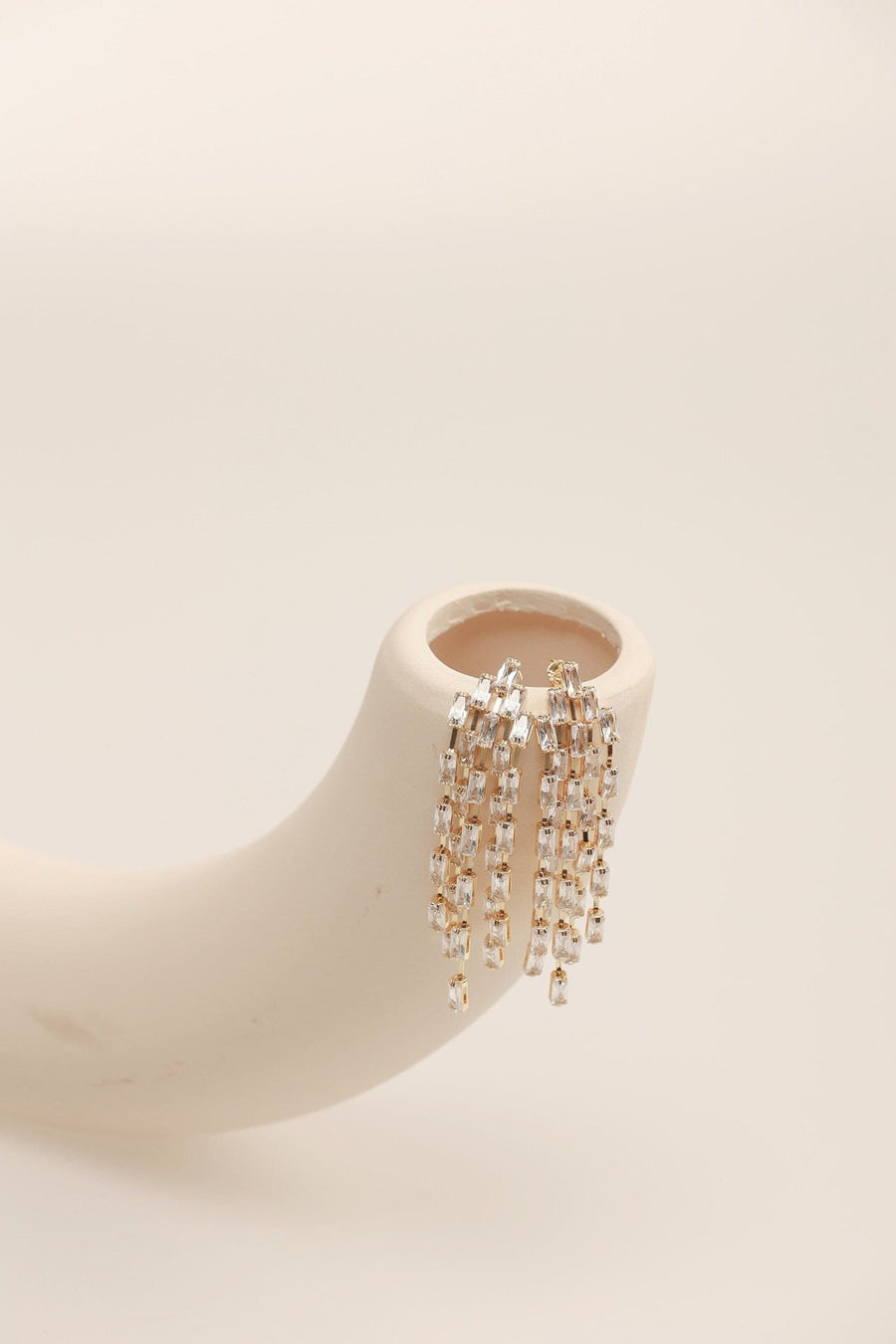 Gold Long Chain Tassel Earrings.