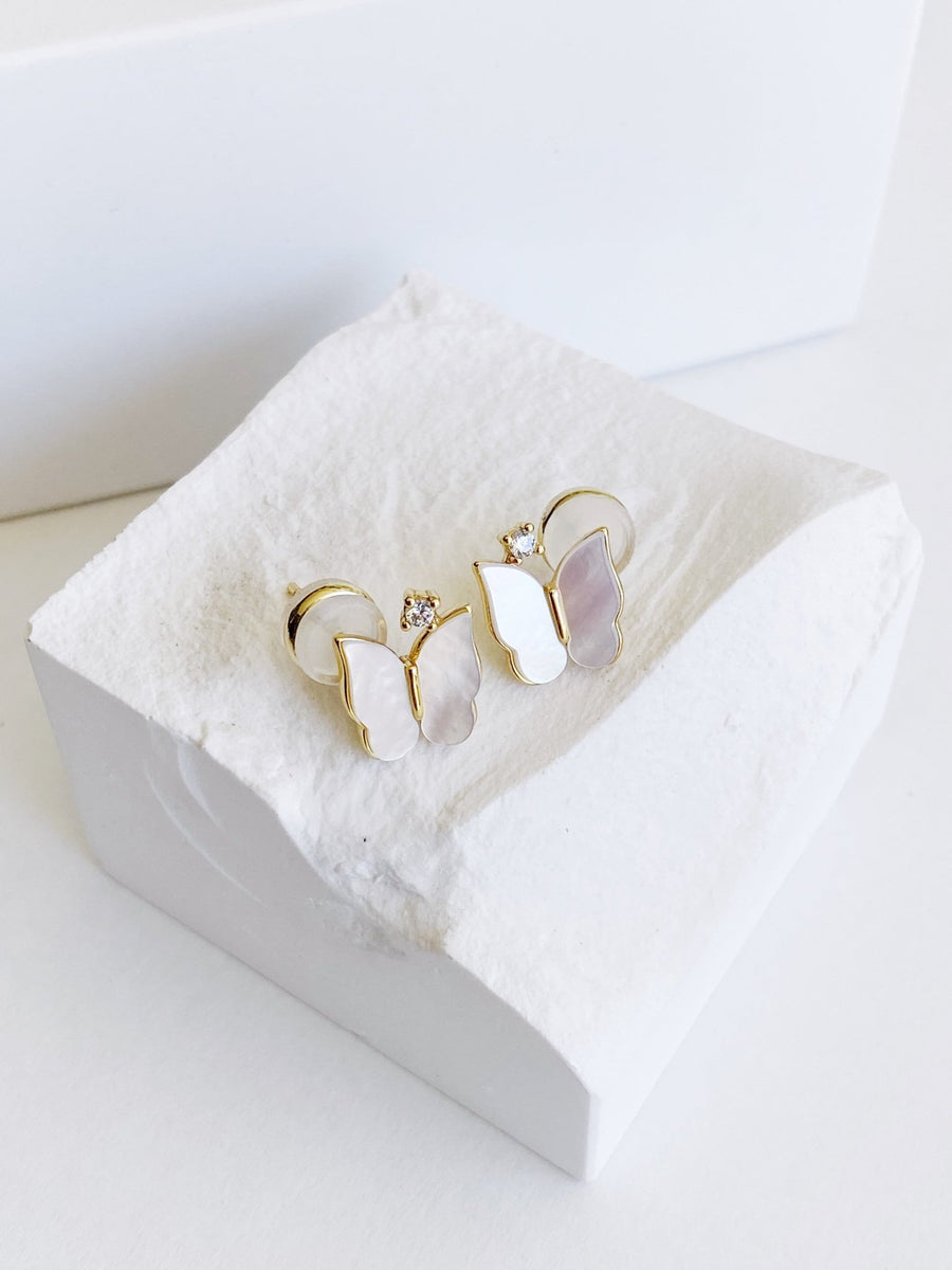 Gold Mother Of Pearl Butterfly Earrings Not Just Paris