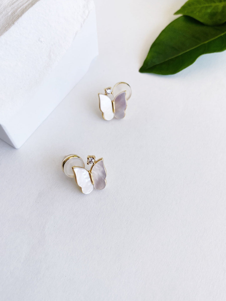 Gold Mother Of Pearl Butterfly Earrings Not Just Paris