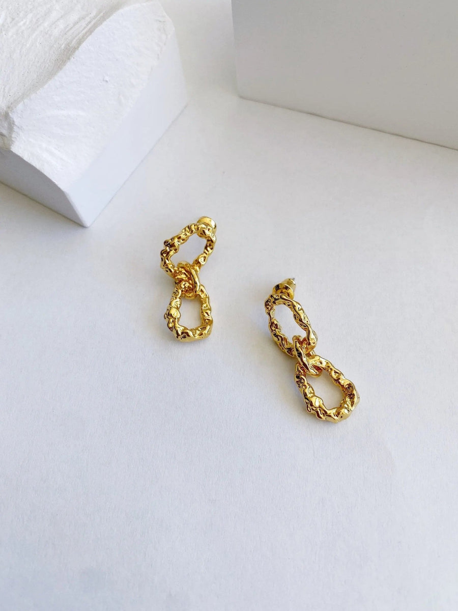 NJP Linked Gold Earrings Dangle Not Just Paris