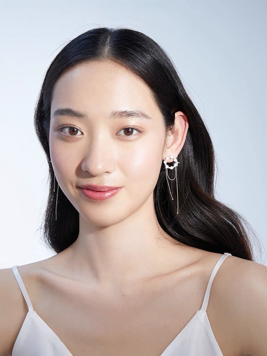 NJP Statement Pearl Wedding Drop Earrings.