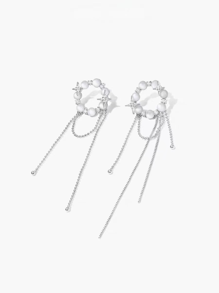 NJP Statement Pearl Wedding Drop Earrings.