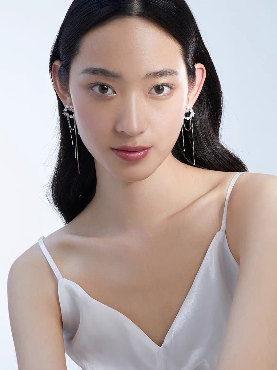 NJP Statement Pearl Wedding Drop Earrings.