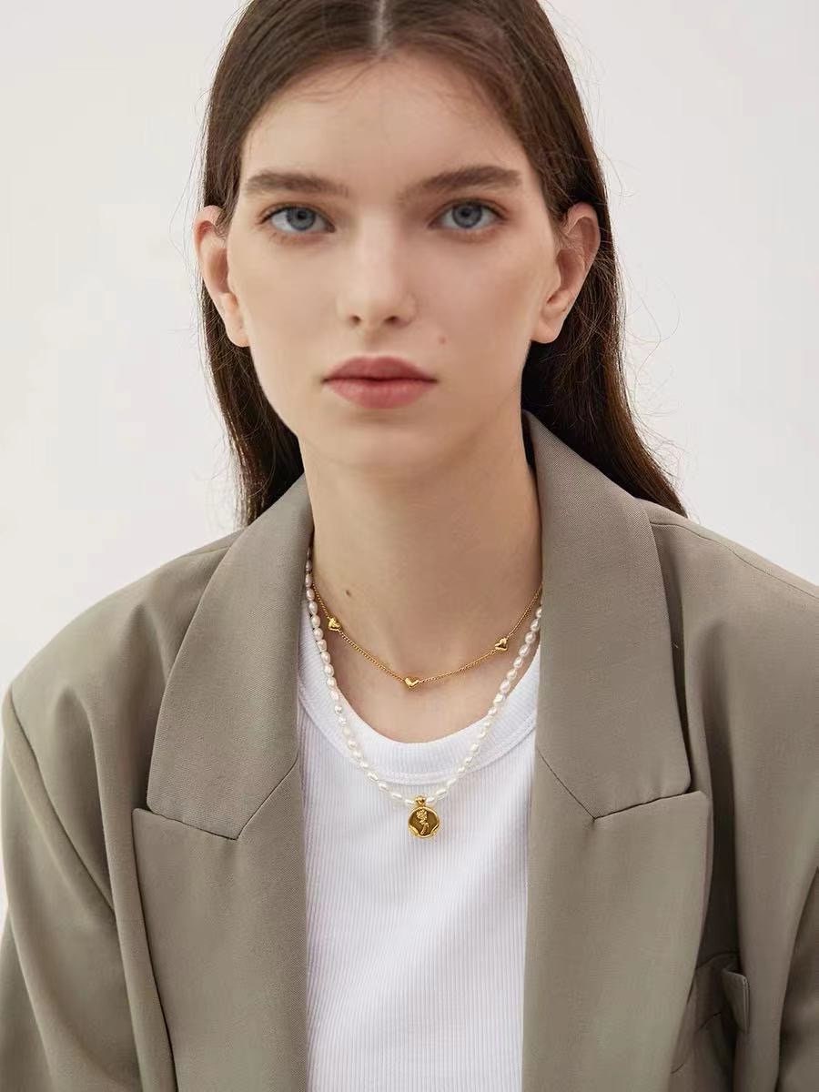 Rose Symbol Baroque Pearl Pendant Necklace by NJP.