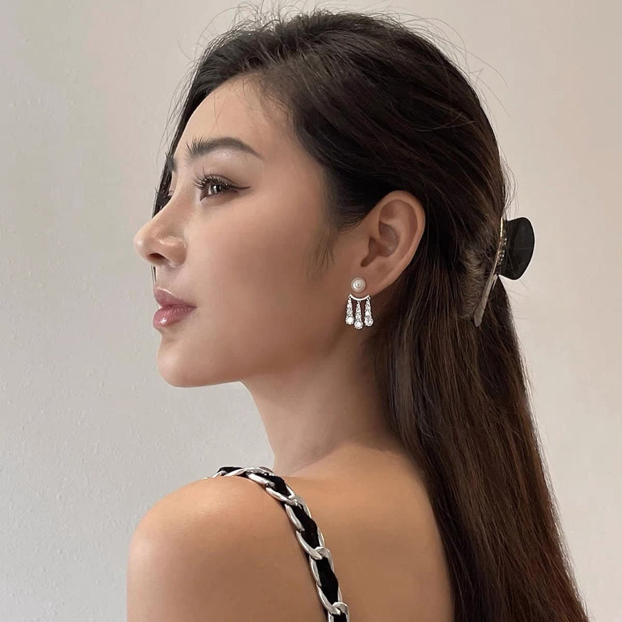 Silver Pearl Drop Earrings - Not Just Paris