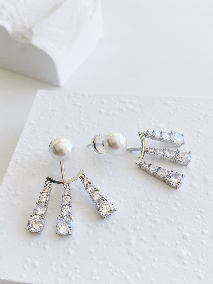 Silver Pearl Drop Earrings - Not Just Paris