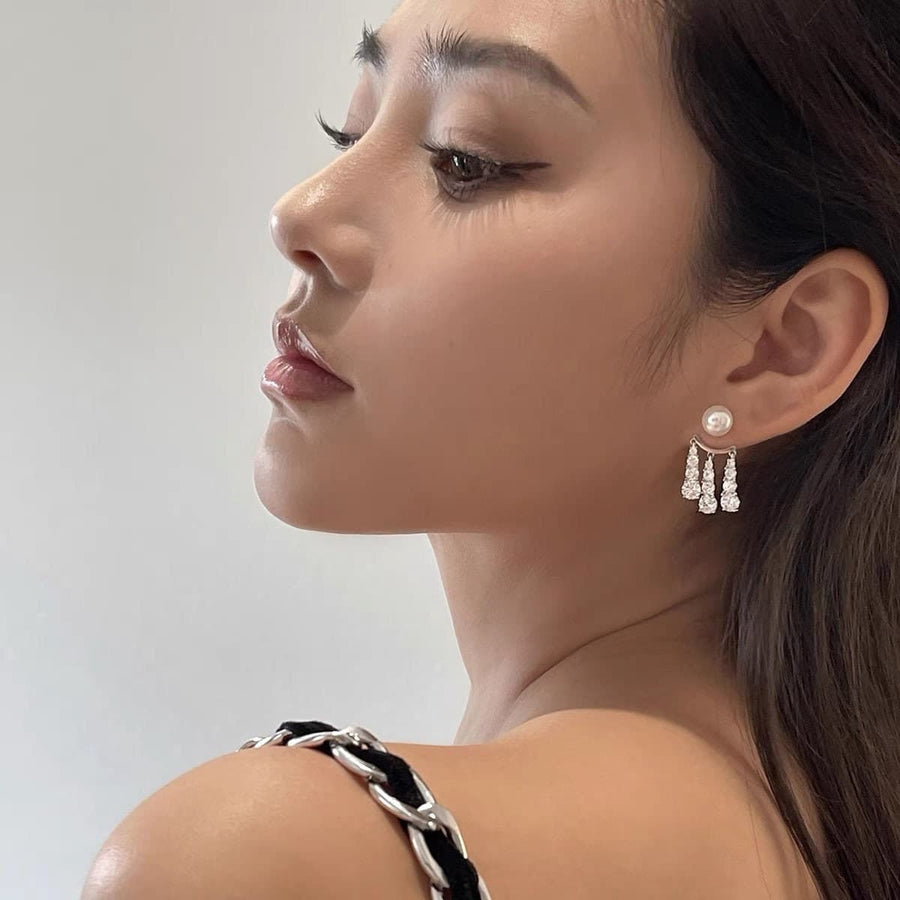Silver Pearl Drop Earrings - Not Just Paris