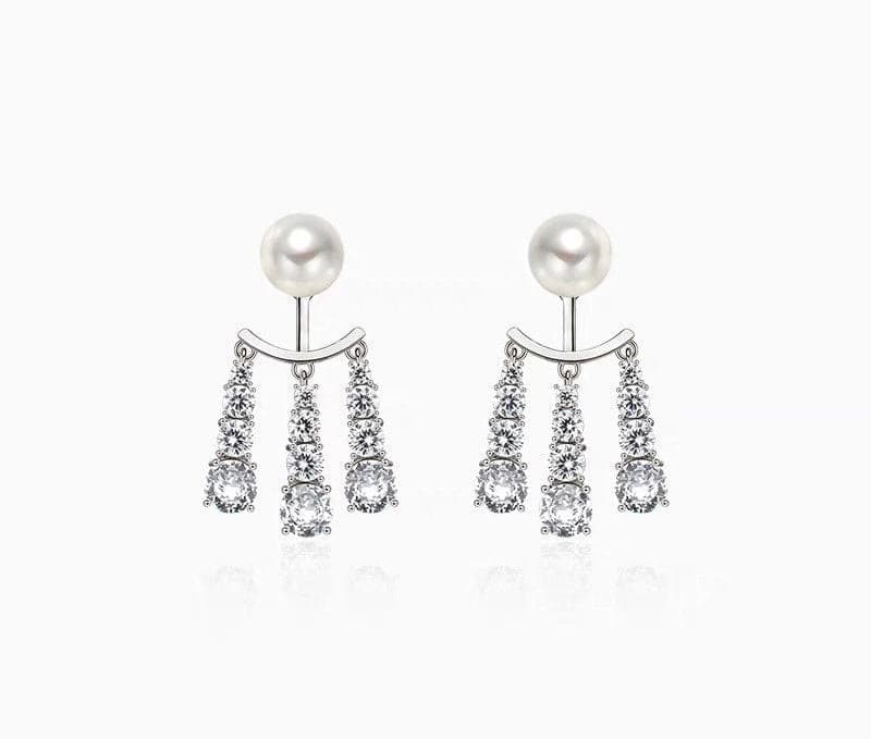 Silver Pearl Drop Earrings - Not Just Paris