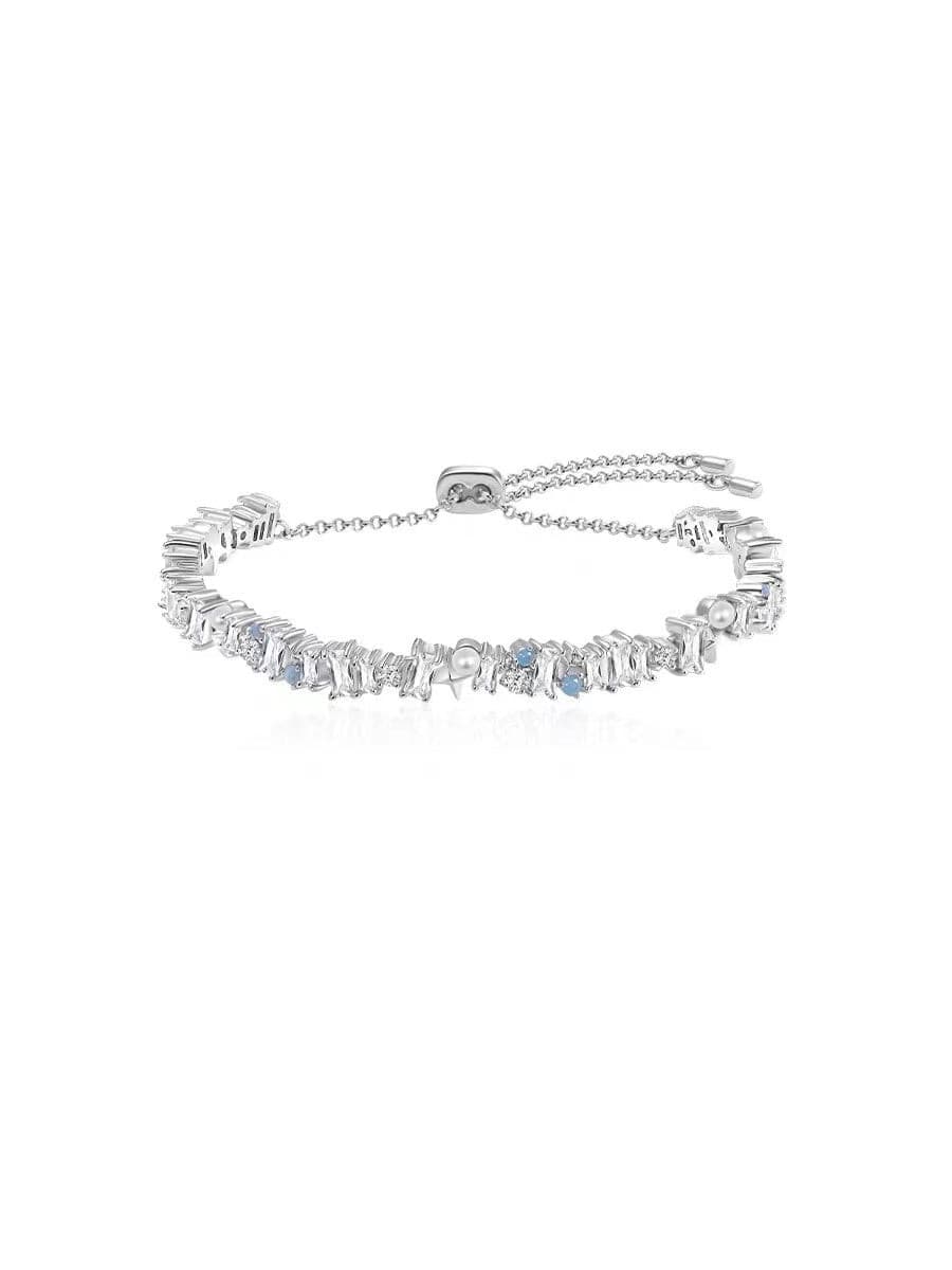 Simple Wedding Zirconia Bracelet in White Gold.