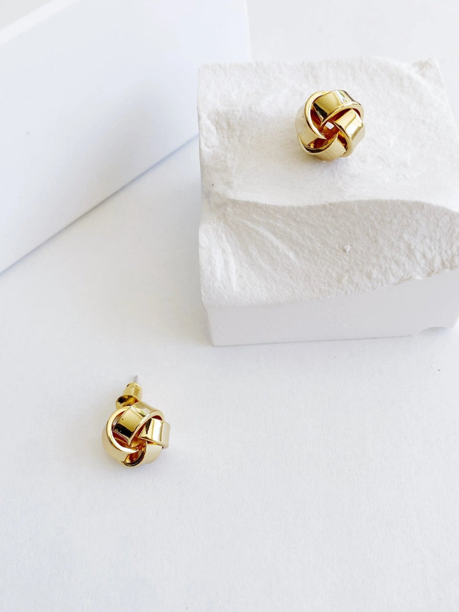 Small Twist Gold Knot Earrings - Not Just Paris