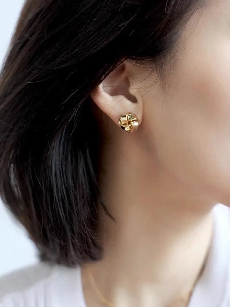 Small Twist Gold Knot Earrings - Not Just Paris