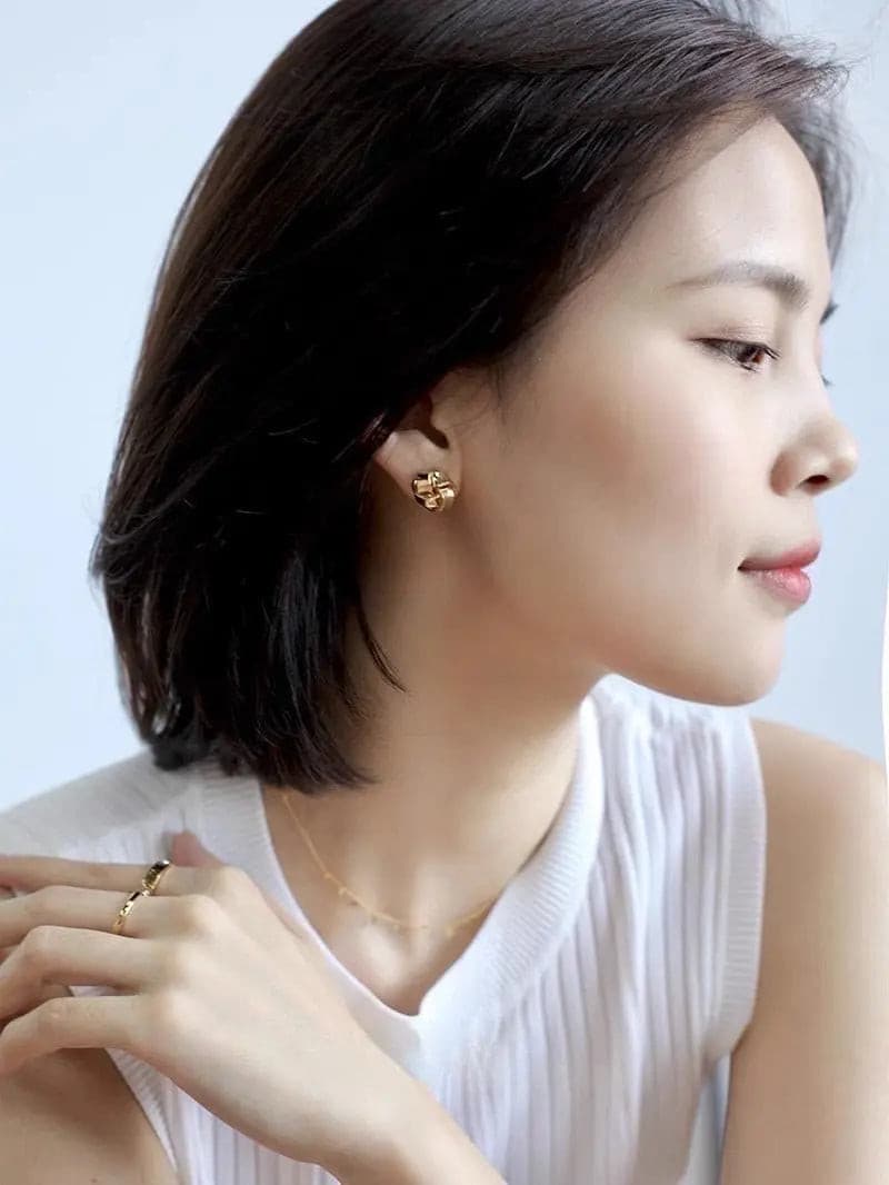 Small Twist Gold Knot Earrings - Not Just Paris