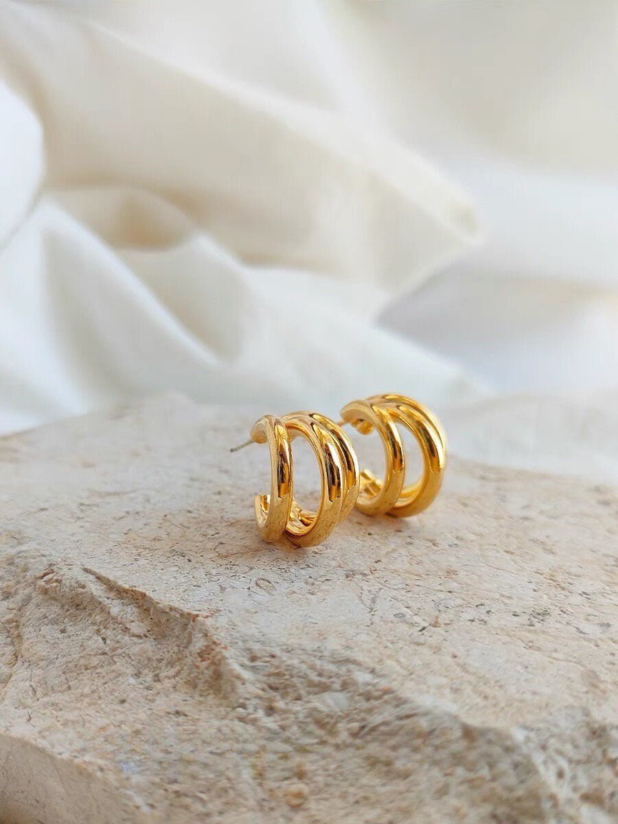 Triple hotsell ring earrings