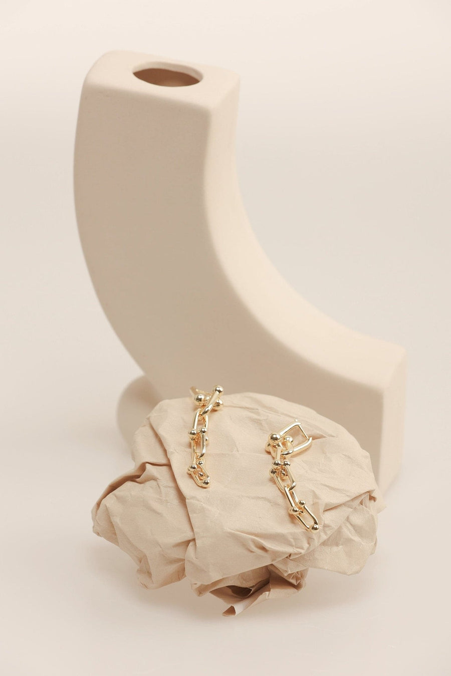 U Link Charm Cocktail Earrings in Yellow Gold.