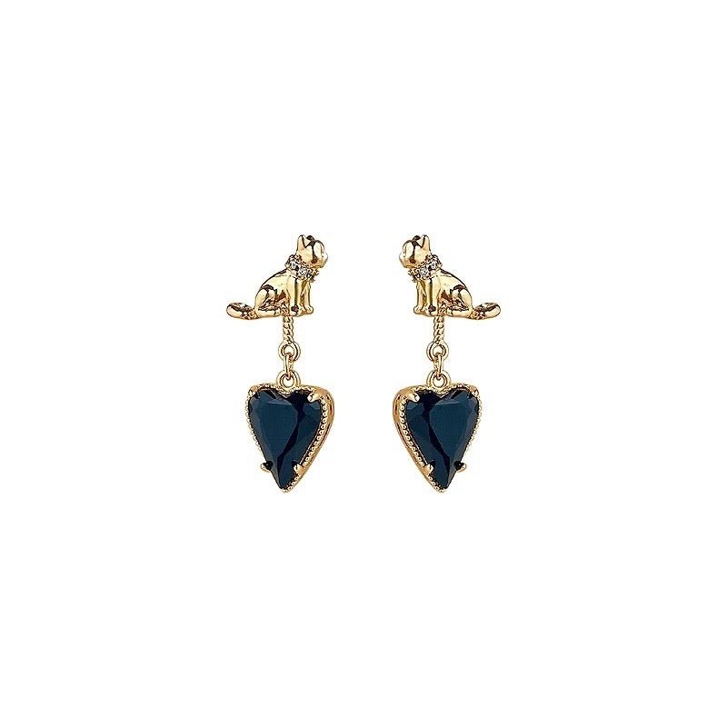 Valentine Black Heart Drop Earrings