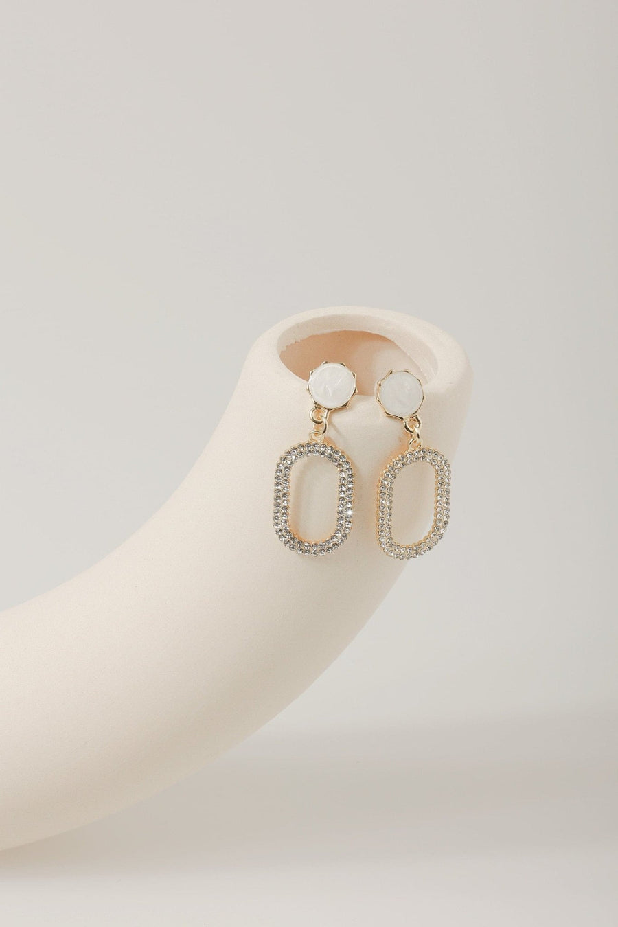 Zirconia Mother of Pearl Rectangle Dangle Earrings.